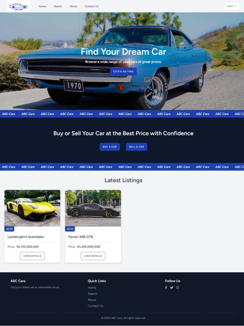 ABC Cars - homepage screenshot