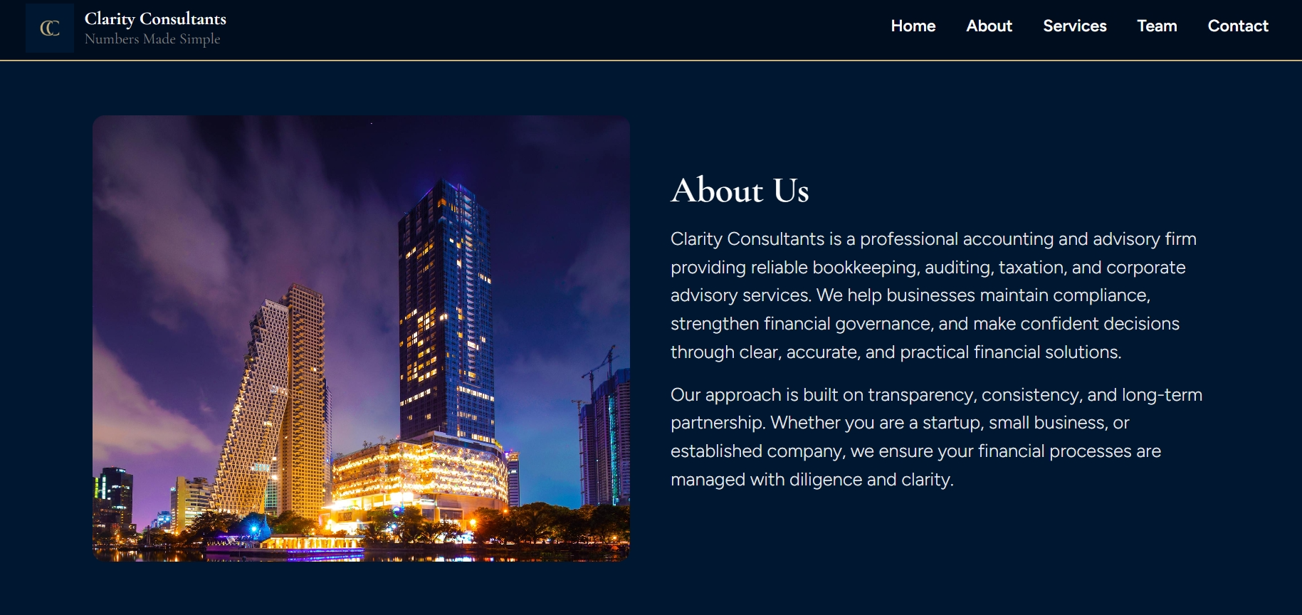 Clarity Consultants - about page screenshot
