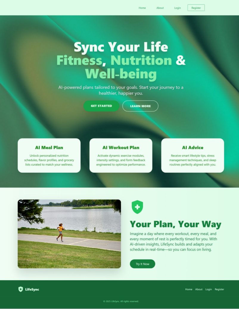 LifeSync AI - homepage screenshot