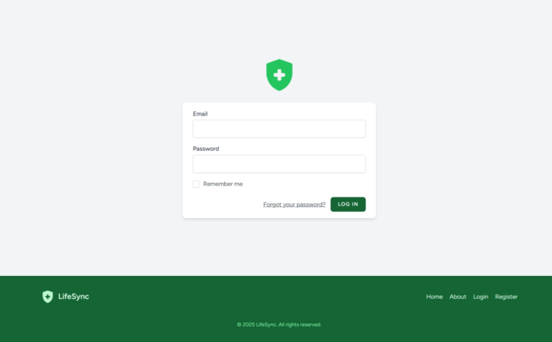 LifeSync AI - login page screenshot